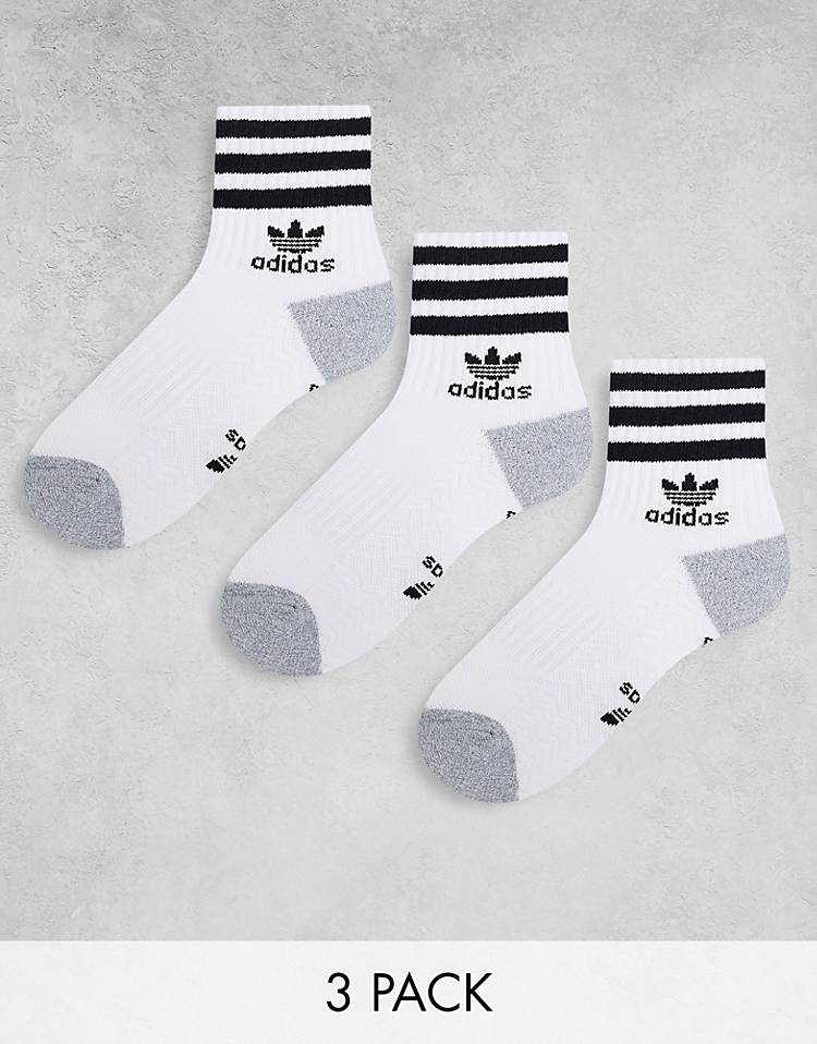 adidas Originals Roller 2.0 3 pack High Quarter socks in white